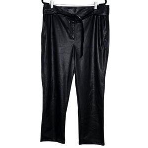 LOFT Black Faux Leather Paperbag Pants – Size 14